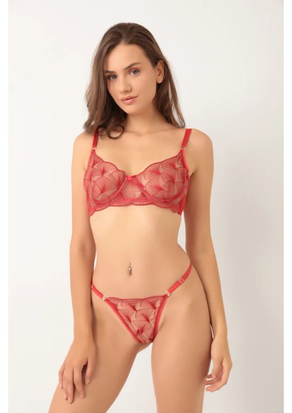 Kırmızı Bralet Sütyen Takım