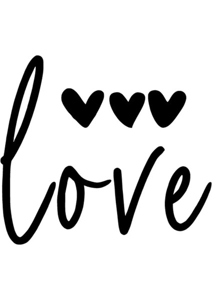 Love ve Kalpler Duvar Dekor Sticker 40 x 36 cm