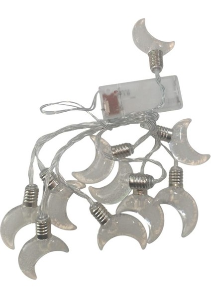 Ramazan Temalı Gün Işığı Renk 10 Cam Ampullü Ay Hilal Şeklinde Pilli LED Işık 2 mt fiyatları