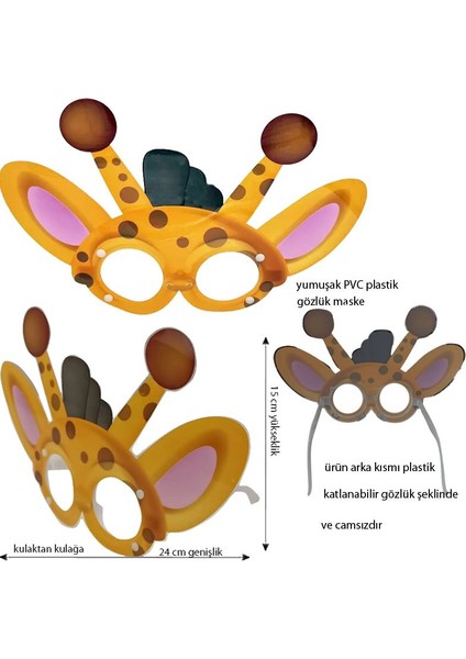 Gösteri Için Pvc Plastik Zürafa Çocuk Hayvan Gözlüğü Maskesi 1 Adet