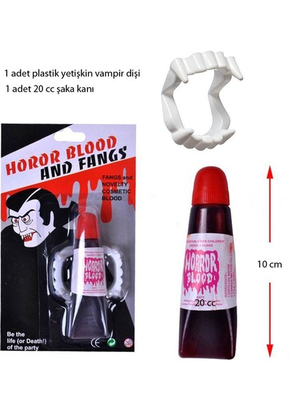 Halloween 2 Parça Vampir Drakula Dişi ve Kan Seti