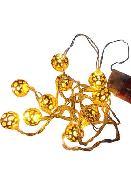 Ramazan Temalı Gün Işığı 10 Metal Ampullü Top Şeklinde Pilli LED Işık 2 mt Yılbaşı fırsatları