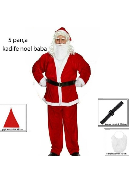 Yetişkinler Için Kadife Yılbaşı Noel Baba Kostümü Standart L/ x l Beden
