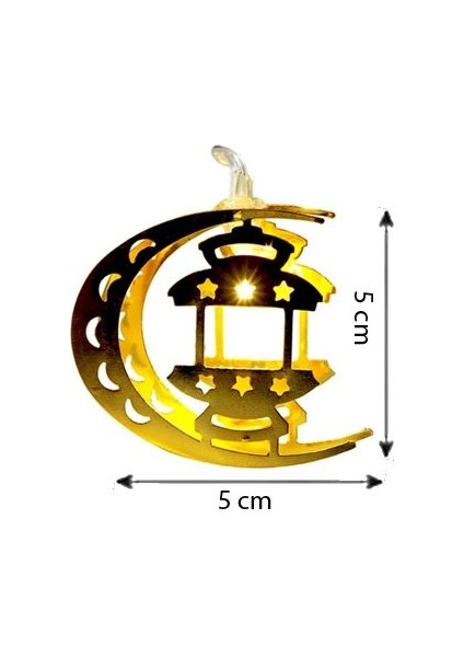 Ramazan Temalı Gün Işığı 10 Metal Ampullü Ay Kandil Şeklinde Pilli LED Işık 2 mt fırsatları