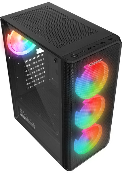 Helıos Mesh 550W 80+ 4X12CM Rgb Fan Atx Tempered Glass 2xusb2.0/1xusb3.0 Siyah Mıd Tower Gaming Kasa
