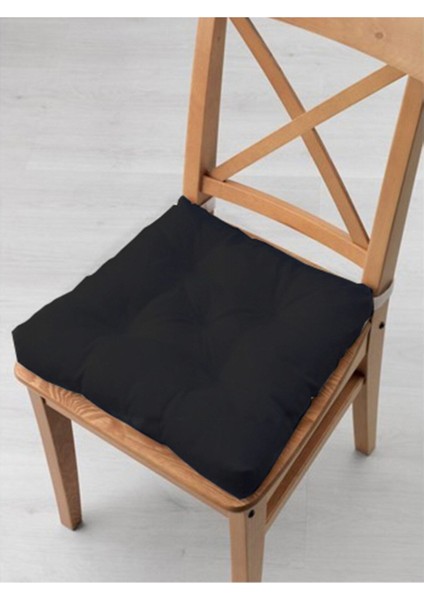 Kombin Pofidik Kare Sandalye Minderi 40 x 40 cm Siyah-Bej 4'lü