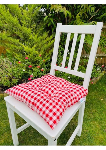 Bahçe Sandalye Minderi Pamuklu Kumaş Pofidik Kare Dekoratif Sandalye Minderi 40 x 40 cm 1 Adet