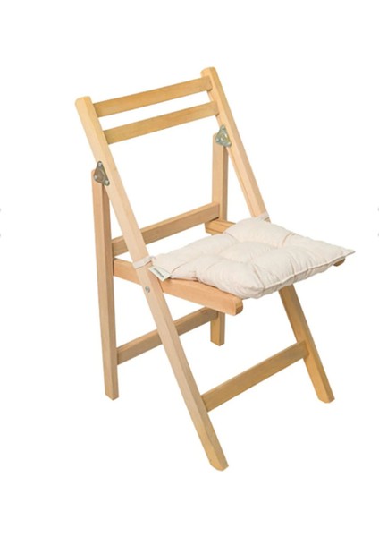Bahçe Balkon Mutfak Dolgulu Ahşap Sandalye Minderi Kendi Kumaşından Ipli 40 x 40 cm Krem