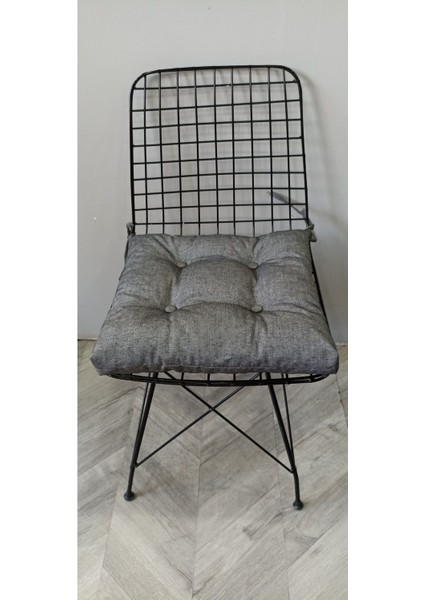 Pofidik Eco Gri Siyah Kare Sandalye Minderi 40 x 40 cm