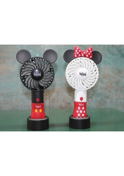 f Minimouse Tasarımlı Şarjlı Masa ve El Fanı Vantilatör 2 Kademeli 21 cm