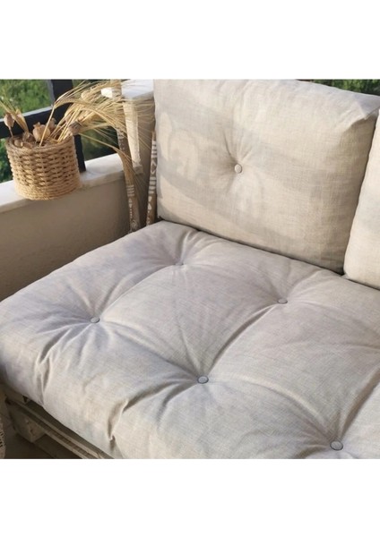 Premium Kalite Dolgulu Palet Bahçe Minderi 120 x 80 Alt Üst Takım