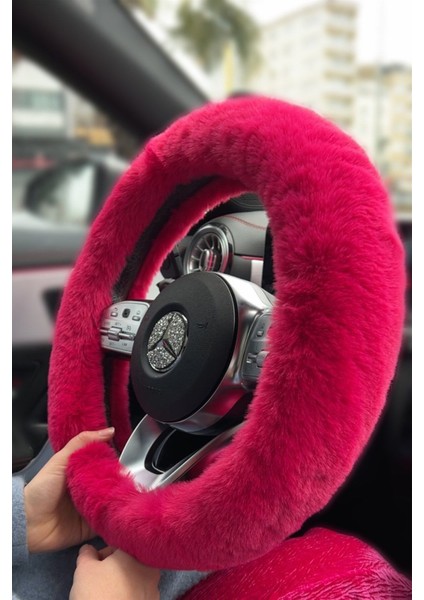 Kürk Yumuş Direksiyon Kılıfı Fuşya Renk Kürk fiyatları