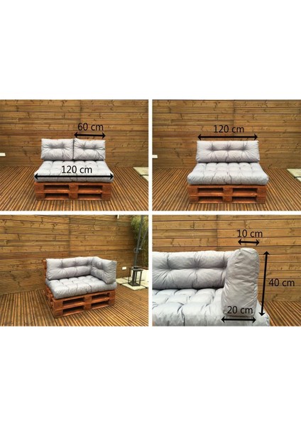 Bahçe Balkon Palet Üstü Minder Su Geçirmez Kumaş Çift Yastıklı 120 x 80 cm (Palet Ölçüsünde)