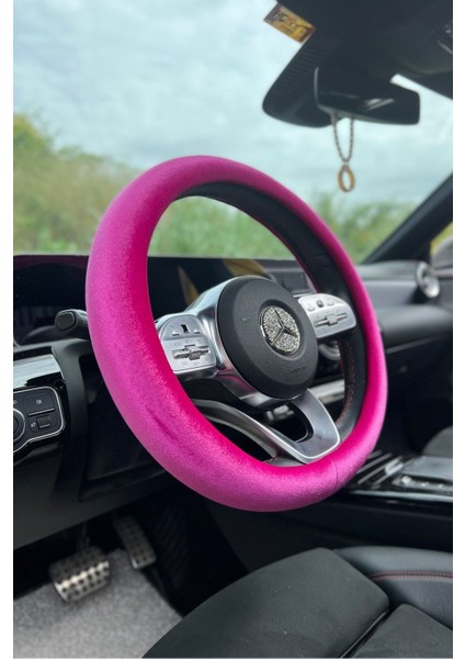 Düz Kadife Fuşya Direksiyon Kılıfı