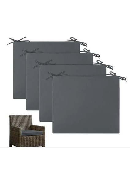 4'lü Sünger Kaplı Kumaşlı Modern Kare Sandalye Minderi 40 x 40 cm