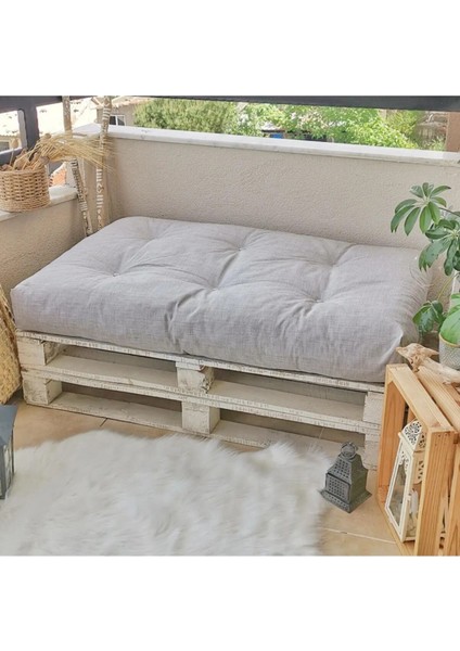 Premium Kalite Dolgulu Palet Bahçe Minderi 120 x 80 Alt Üst Takım