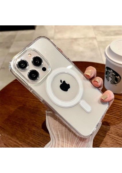 Apple iPhone 16 Pro Max Kamera Çıkıntılı Şeffaf Magsafe Wireless Kablosuz Şarj Destekli V-Mags