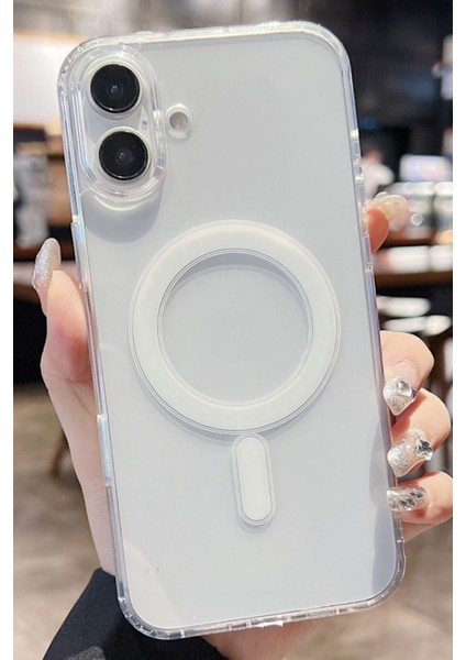 Apple iPhone 16 Kamera Çıkıntılı Şeffaf Magsafe Wireless Kablosuz Şarj Destekli V-Mags Kılıf