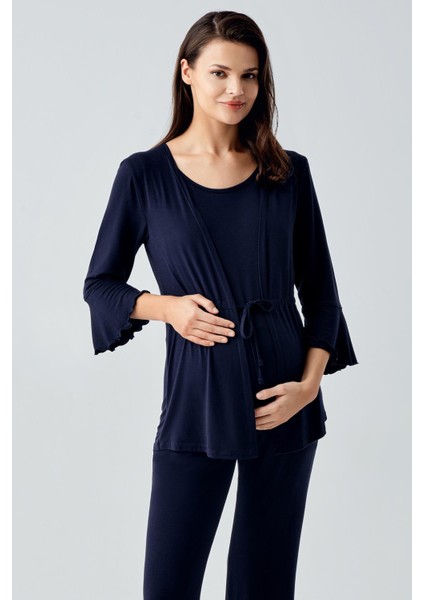 Uzun Kollu Ispanyol Paça Esnek Viskoz Hamile Pijama Takım modelleri