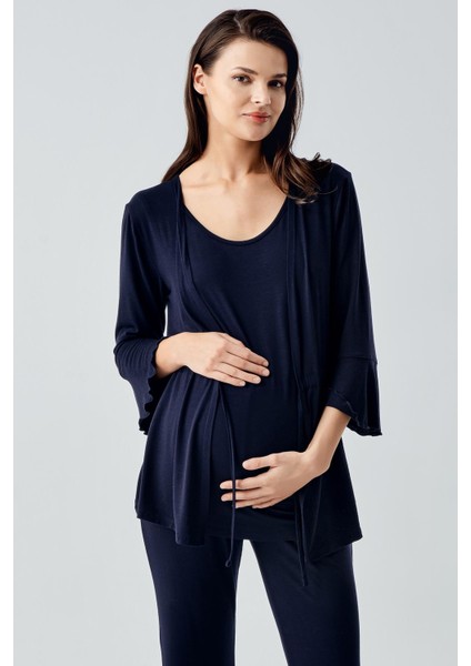 Uzun Kollu Ispanyol Paça Esnek Viskoz Hamile Pijama Takım fırsatları