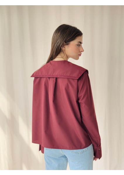 Tasarım Dantelli Bebe Yaka Gömlek Kadın Bordo fırsatları