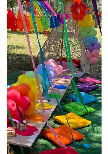 Renkli 40 x 40 cm Ip Bağlamalı Sandalye Minderi