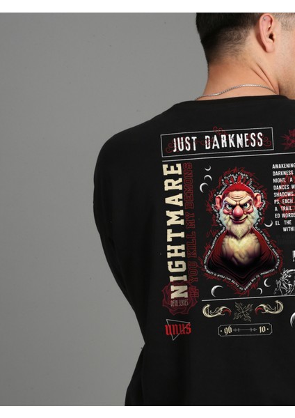 Premium Oversize Unisex Siyah T-Shirt Unus Baskılı