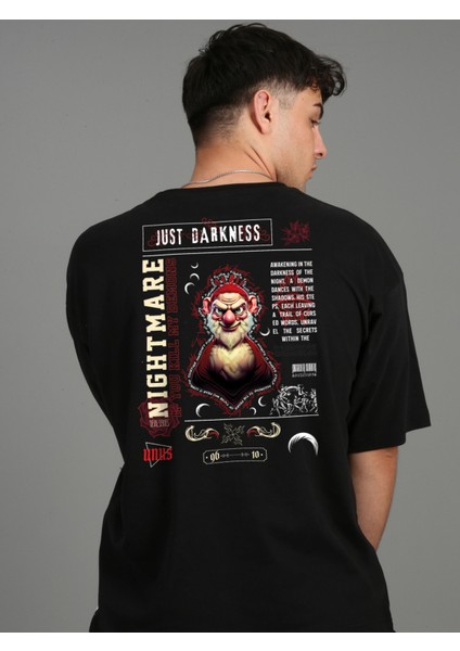 Premium Oversize Unisex Siyah T-Shirt Unus Baskılı