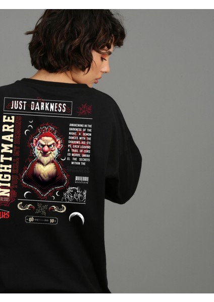 Premium Oversize Unisex Siyah T-Shirt Unus Baskılı
