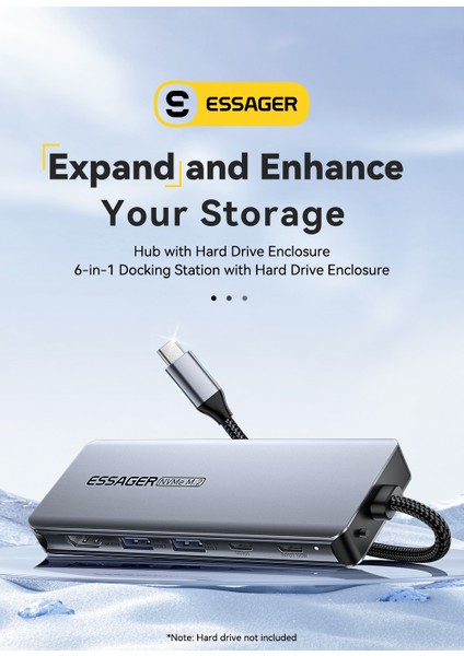 6'nın 1'i M.2 Ssd Fonksiyonlu Çoğaltıcı Hub 4K 10Gbps Type-C Pd 100W Usb3.2 Gen2 HDMİ 60Hz4K/CE/FC/ROHS Lisanslı