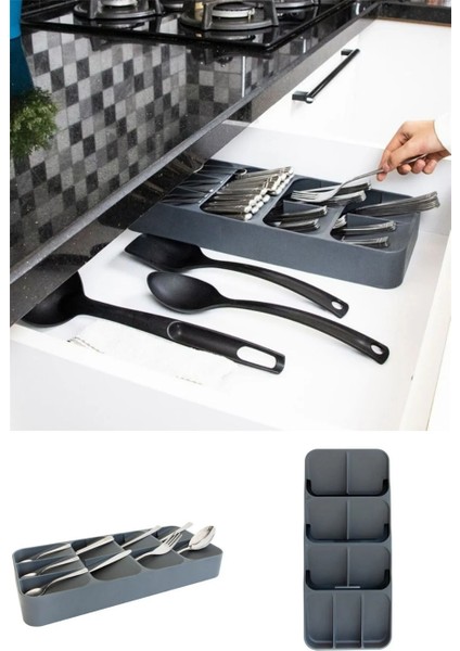 9 Bölmeli Çekmece Kaşıklık Geniş Çok Amaçlı Çekmece Düzenleyici Çatal Kaşık Bıçak Organizer