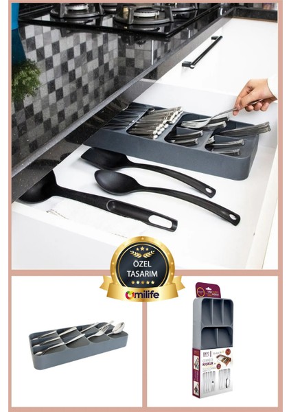 9 Bölmeli Çekmece Kaşıklık Geniş Çok Amaçlı Çekmece Düzenleyici Çatal Kaşık Bıçak Organizer modelleri