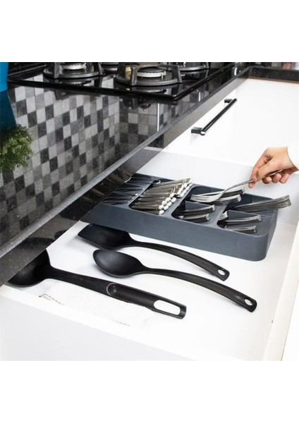 9 Bölmeli Çekmece Kaşıklık Geniş Çok Amaçlı Çekmece Düzenleyici Çatal Kaşık Bıçak Organizer fırsatları