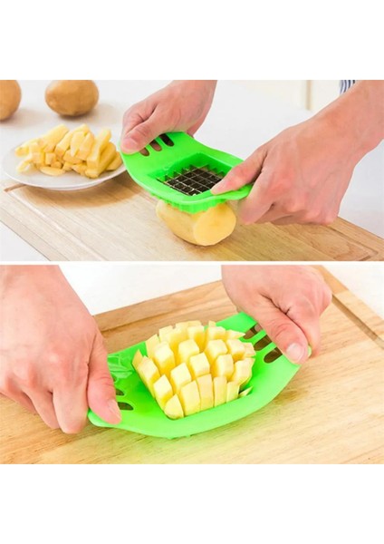 Pratik Bas Kes Patates Doğrama Dilimleme Aparatı Kare Kesme Dilimleme Aparatı