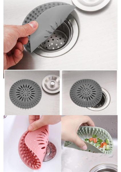 Süzgeçli Silikon Lavabo ve Küvet Tıkacı Yuvarlak Lavabo Tıkacı Süzgeç Banyo Tıpa Banyo Süzgeç