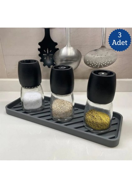 3 Adet Silikon Yağdanlık Yağlık Standı ,çok Amaçlı Organizer Sunumluk ,sabunluk Altlığı , 23X10 cm