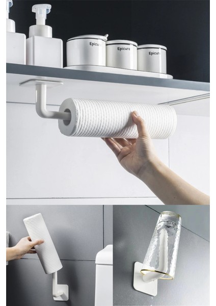 1 Adet Yapışkanlı L Şeklinde Havlu Askısı Mutfak Banyo Takı Kupa Kapak Bardak Duvar Askısı