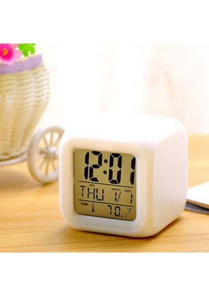 LED Dijital Renkli Masa Saati Alarm Termometre Tarih Masaüstü Saat