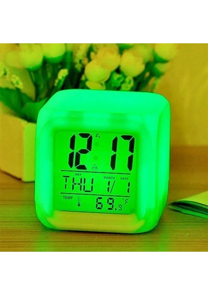 LED Dijital Renkli Masa Saati Alarm Termometre Tarih Masaüstü Saat indirimleri