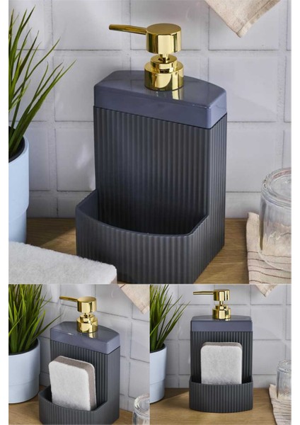 Tezgah Üstü Dikdörtgen Hazneli Lüx Mutfak Seti & Sıvı Sabunluk Mutfak Banyo Süngerlik & Sabunluk