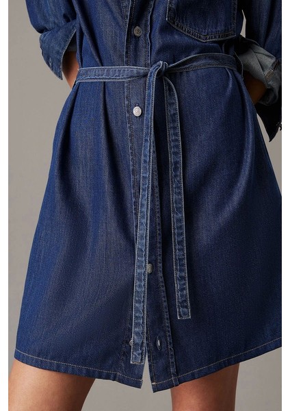 Lyocell Belted Denım Shırt Dress fırsatları