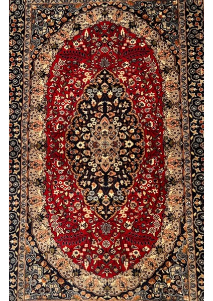 95X158CM Osmanlı Tarzı El Yapımı Çiçek Desenli Kırmızı-Lacivert Vintage Yün Halı, Yatak Odası Için Anatolian Model fiyatları
