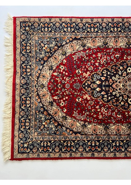 95X158CM Osmanlı Tarzı El Yapımı Çiçek Desenli Kırmızı-Lacivert Vintage Yün Halı, Yatak Odası Için Anatolian Model fırsatları