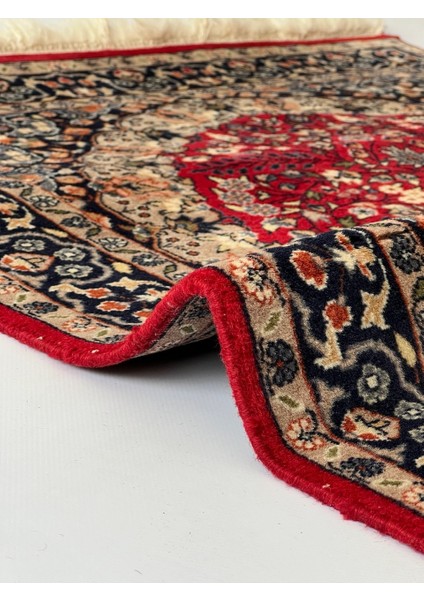 95X158CM Osmanlı Tarzı El Yapımı Çiçek Desenli Kırmızı-Lacivert Vintage Yün Halı, Yatak Odası Için Anatolian Model indirimleri