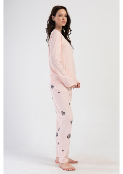 Kadın Büyük Beden Uzun Kol Baby Pink Pijama Takım C2T7N1O304 modelleri