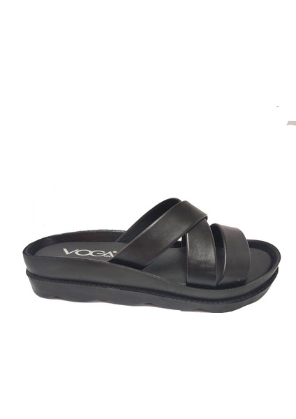 1703-25 Deri Dolgu Topuk 3 Bant Kadın Terlik modelleri