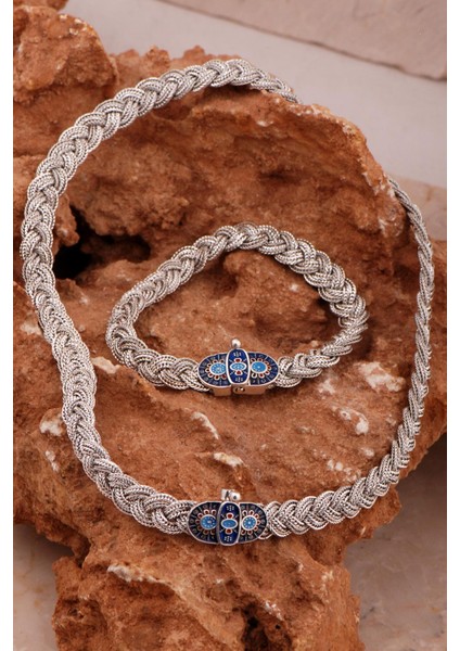 Hasır Örgü Telkari Anadolu Motifli Oksitli Gümüş Set 2752 fiyatları