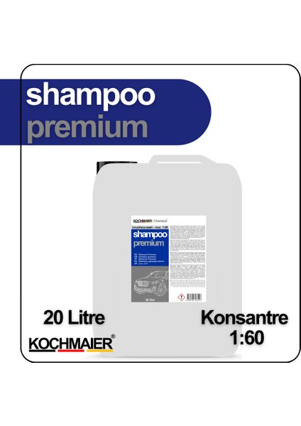 Shampoo Premium Oto Araç Cilalı Fırçasız Şampuan Kopüklü Konsantre 1:60 20 Litre/kg