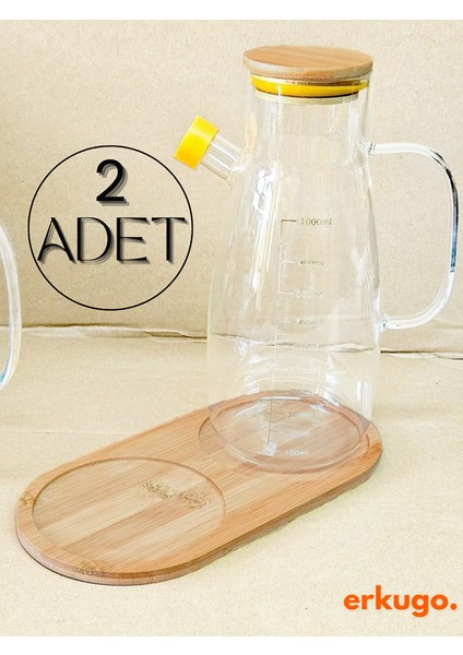 2 Adet Bambu 2 Bölmeli Yağdanlık Altlığı, Yağdanlık Standı, Sosluk Standı