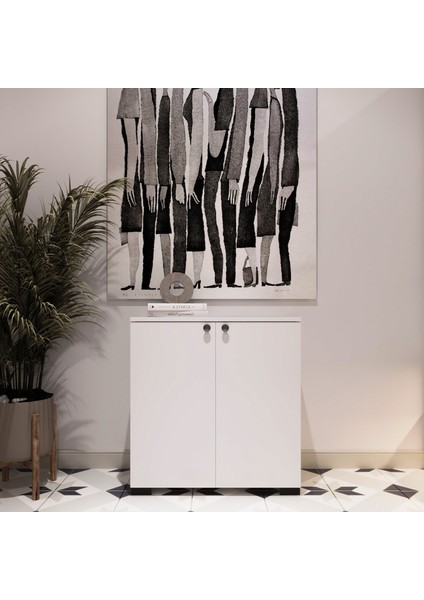 Arina 2 Kapaklı 5 Raflı Çok Amaçlı Dolap – Beyaz